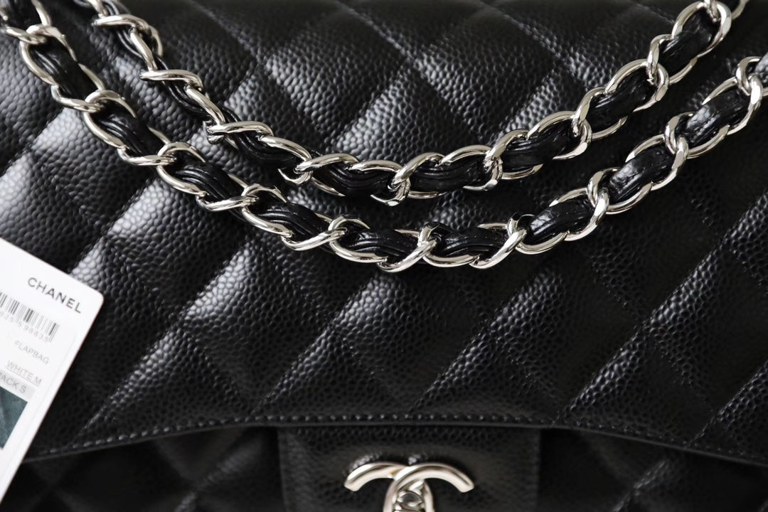 [TOP] CHANEL Classic Flap Bag Caviar Jumbo 30CM - Black & SHW