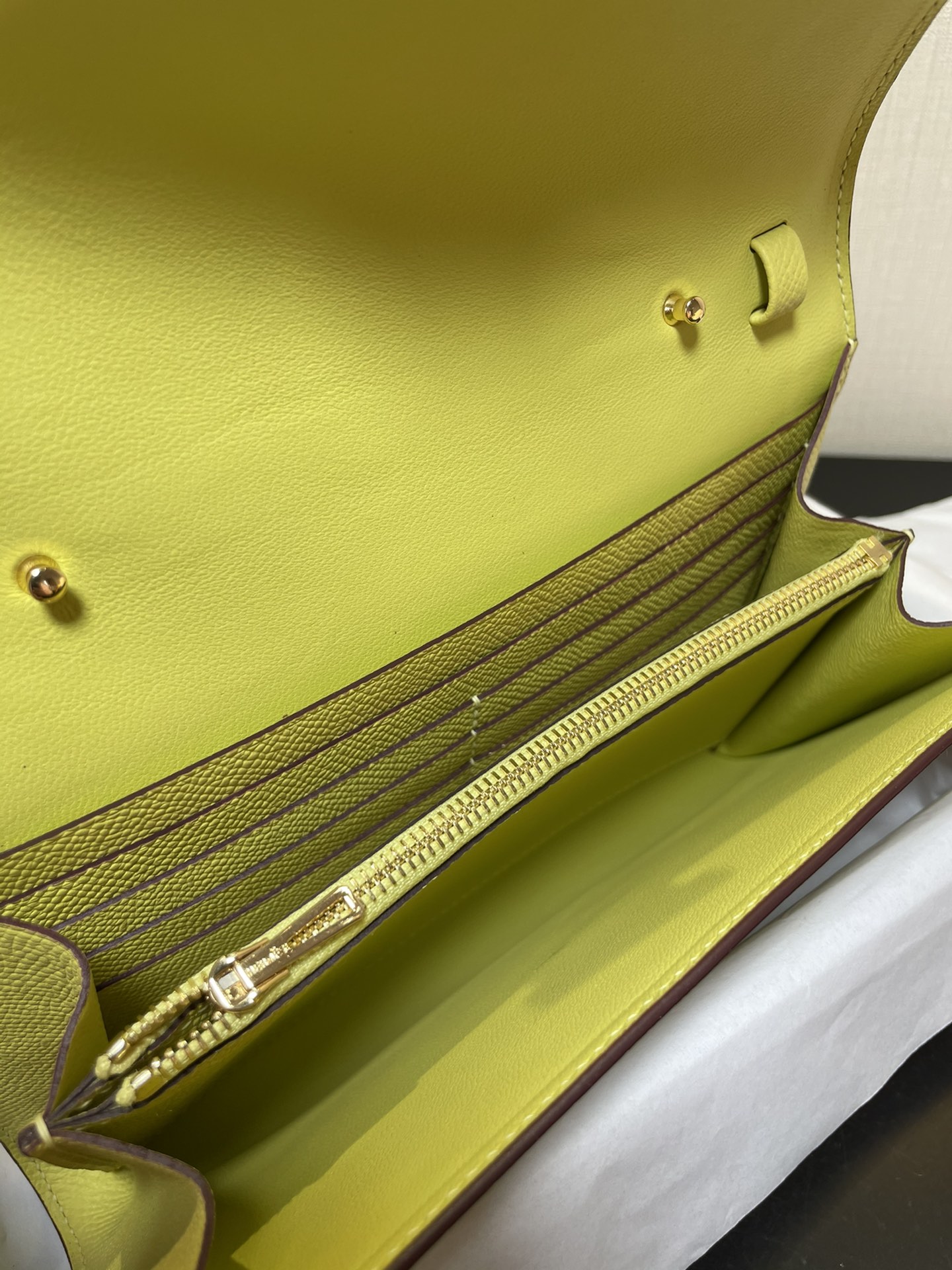 [TOP] HERMES Epsom Constance Long Wallet - Yellow & GHW