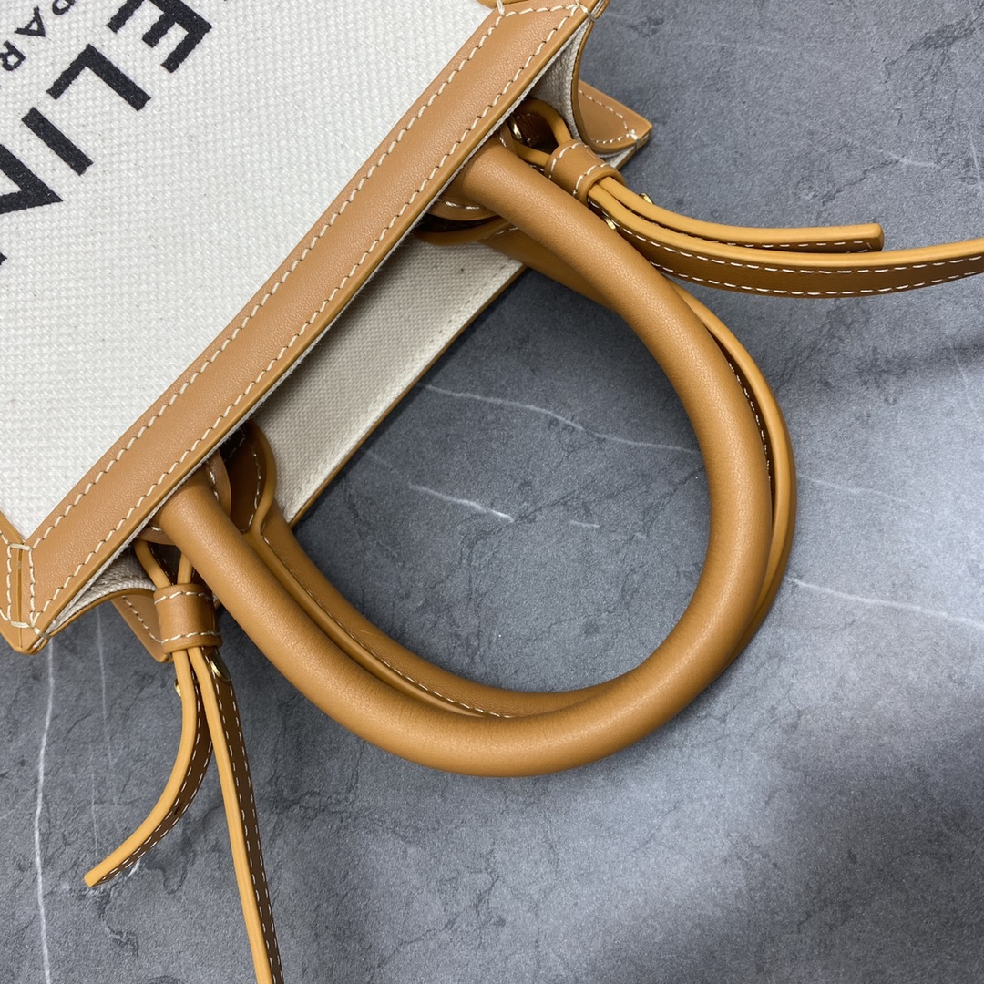 [TOP] CELINE Triomphe Tote Mini 17-20-6 - Burlap White