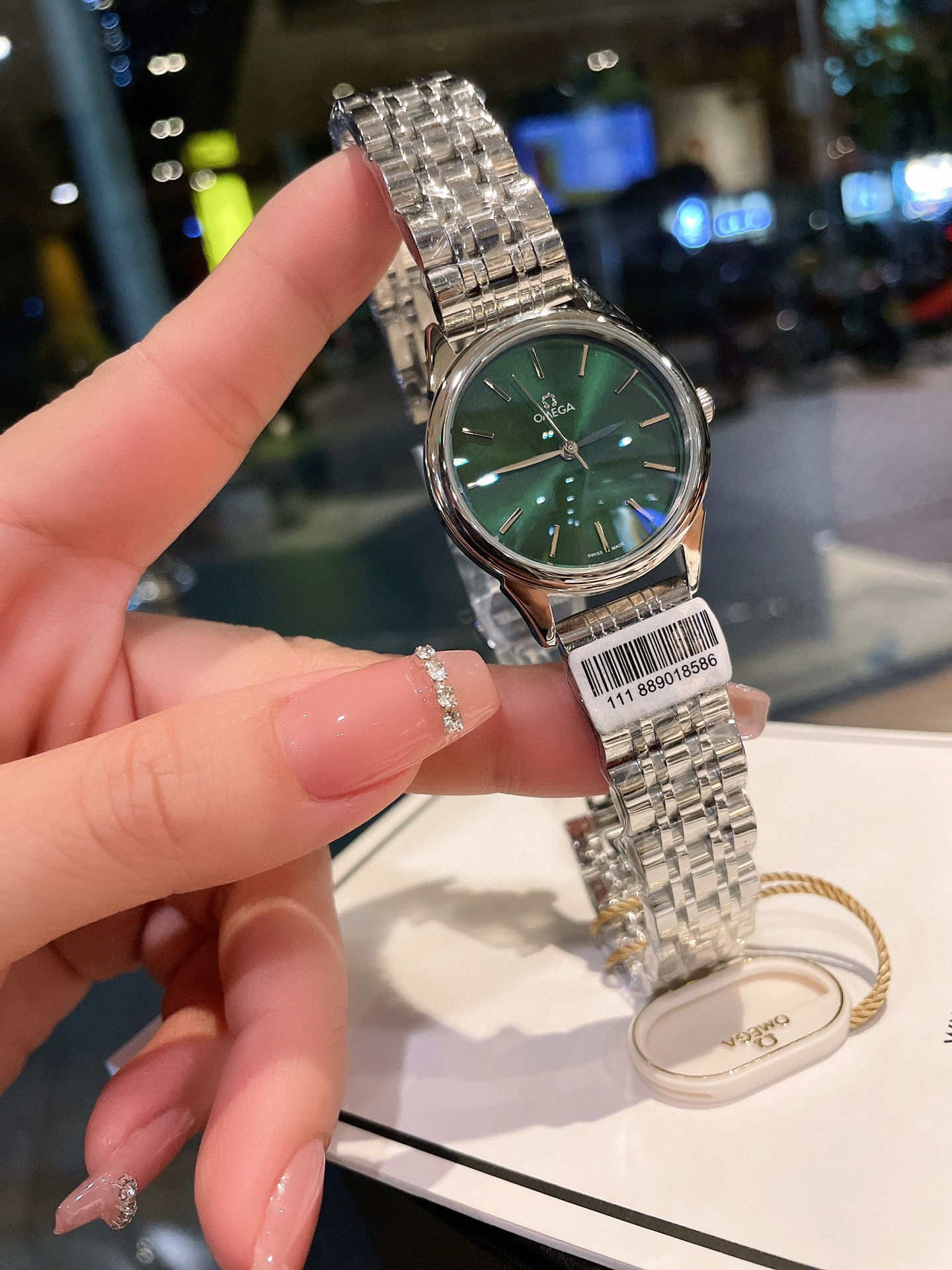 [TOP] OMEGA Green Dial Lady Watch 34mm - Gold/White Gold