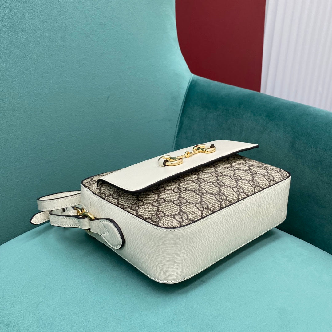 [TOP] GUCCI Horsebit 1955 Bag Small - White