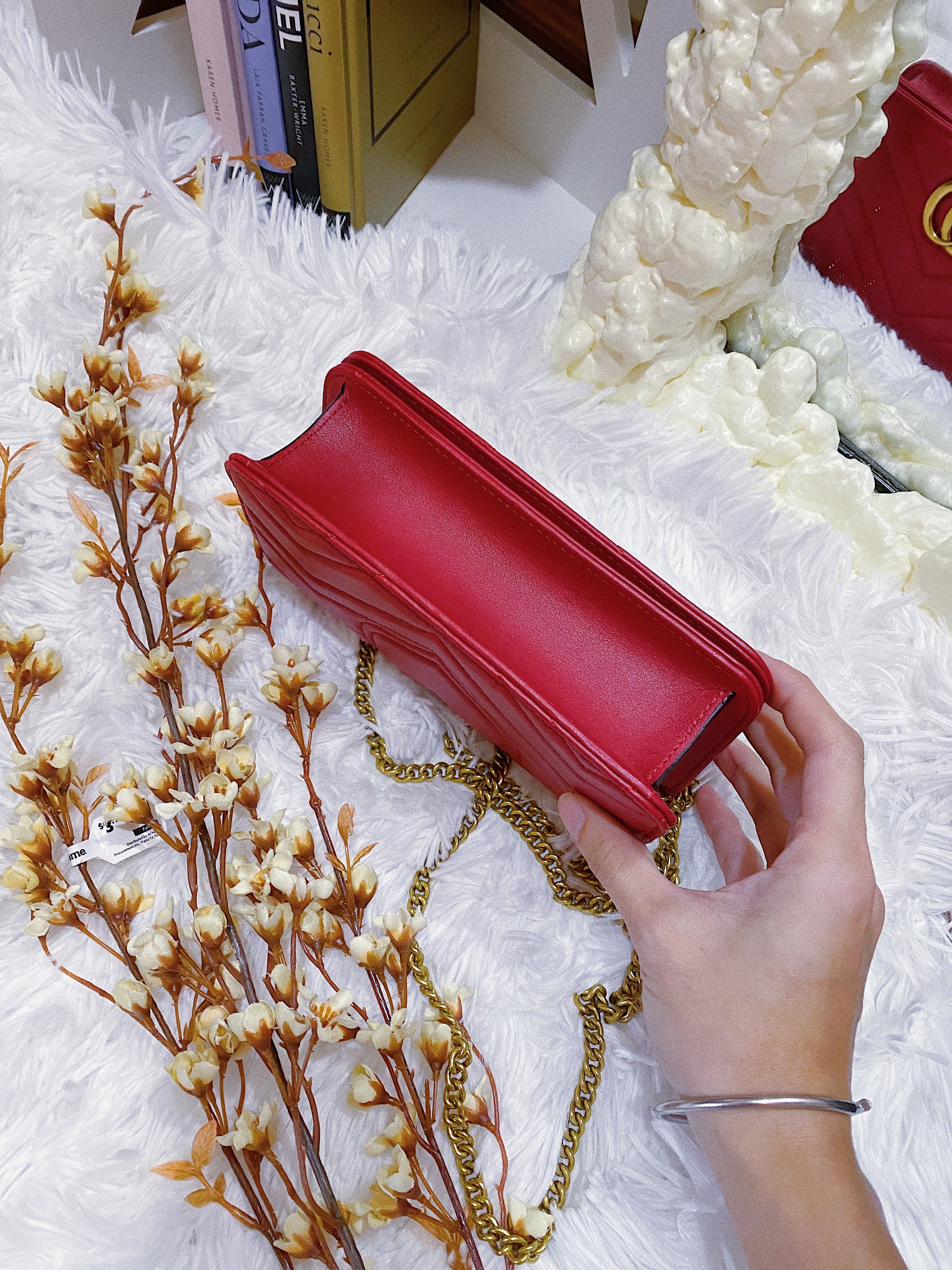 [TOP] GUCCI Marmont Shoulder Clutch- Red