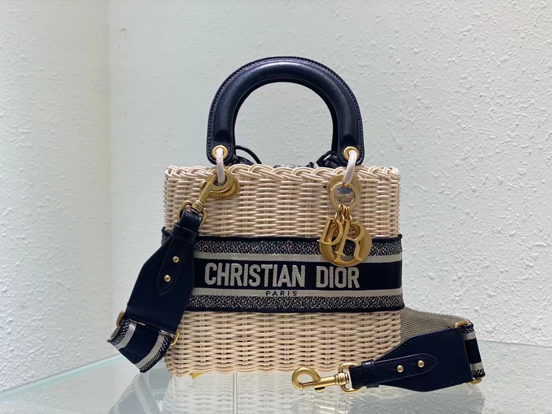 [TOP] Christian Dior Lady Christian Dior Wicker Basket Bag 24cm