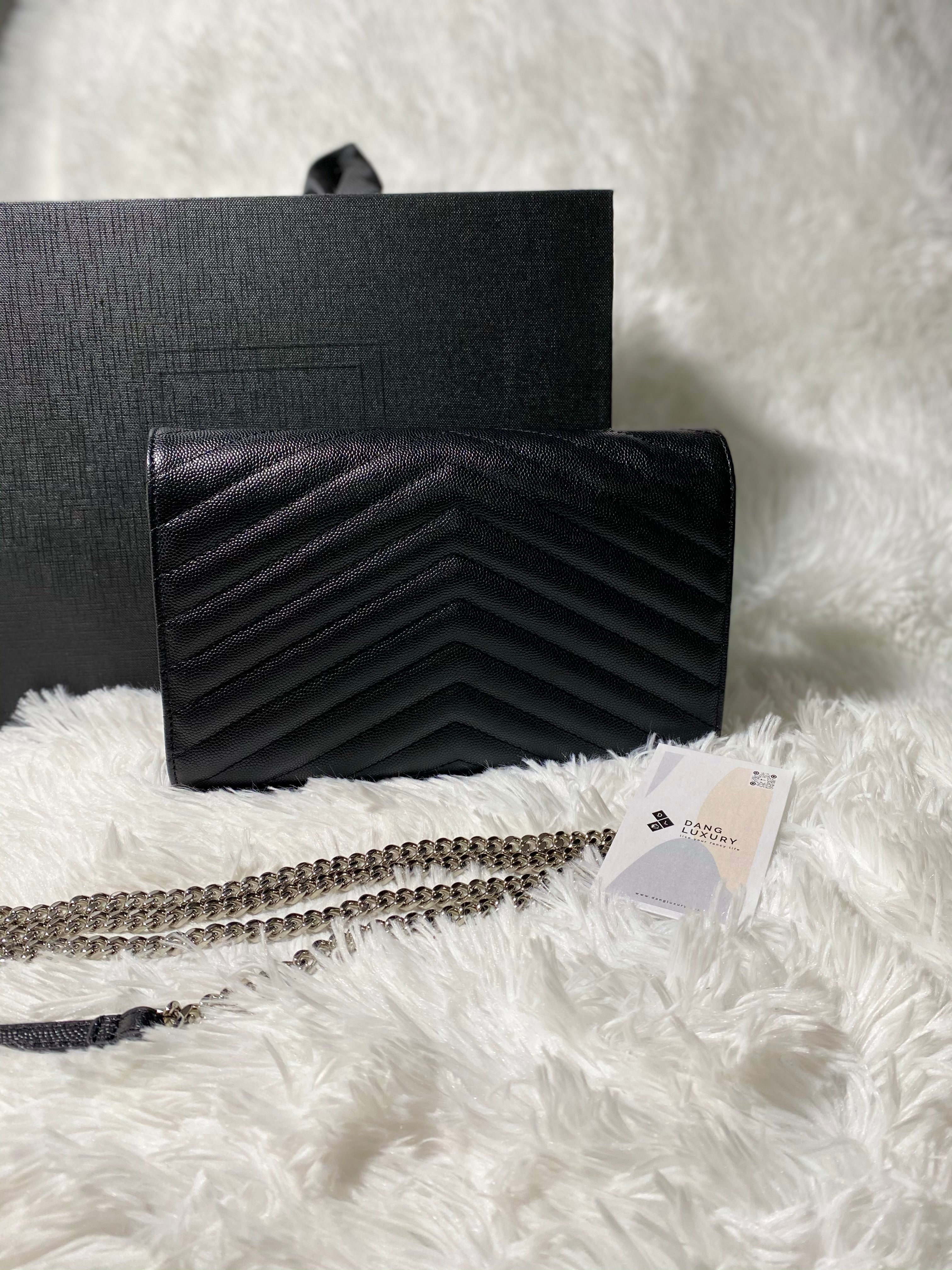 [TOP] Yves Saint Laurent YSL Monogram Matelasse Leather Wallet On Chain - TOP Quality