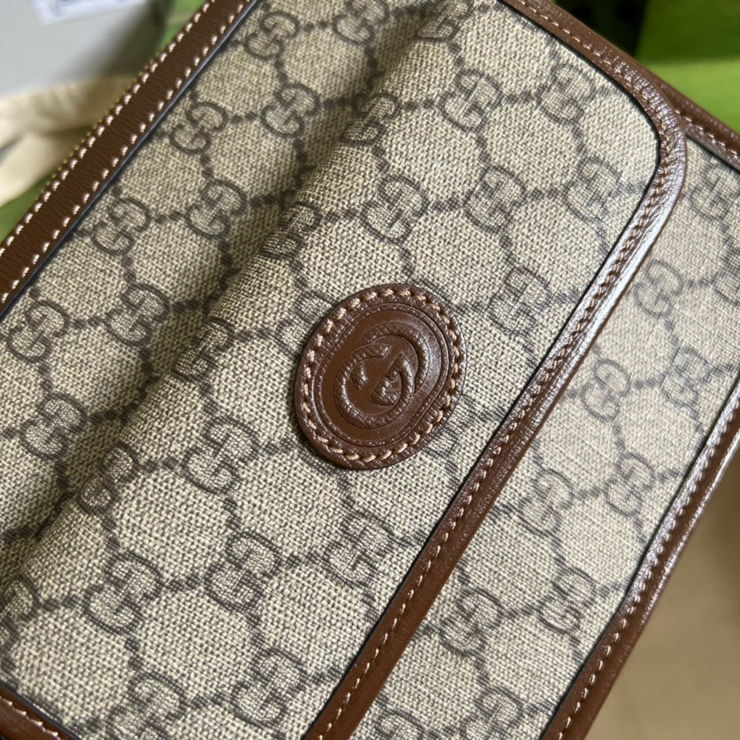[TOP] GUCCI G*G Messenger Bag w/ Interlocking G - Black