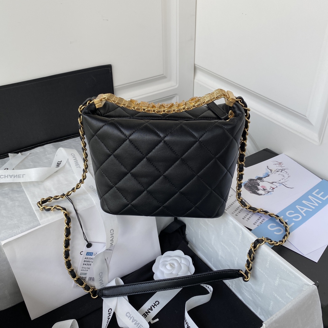 [TOP] CHANEL Hobo Bag 18*21*12*cm - GHW - Black
