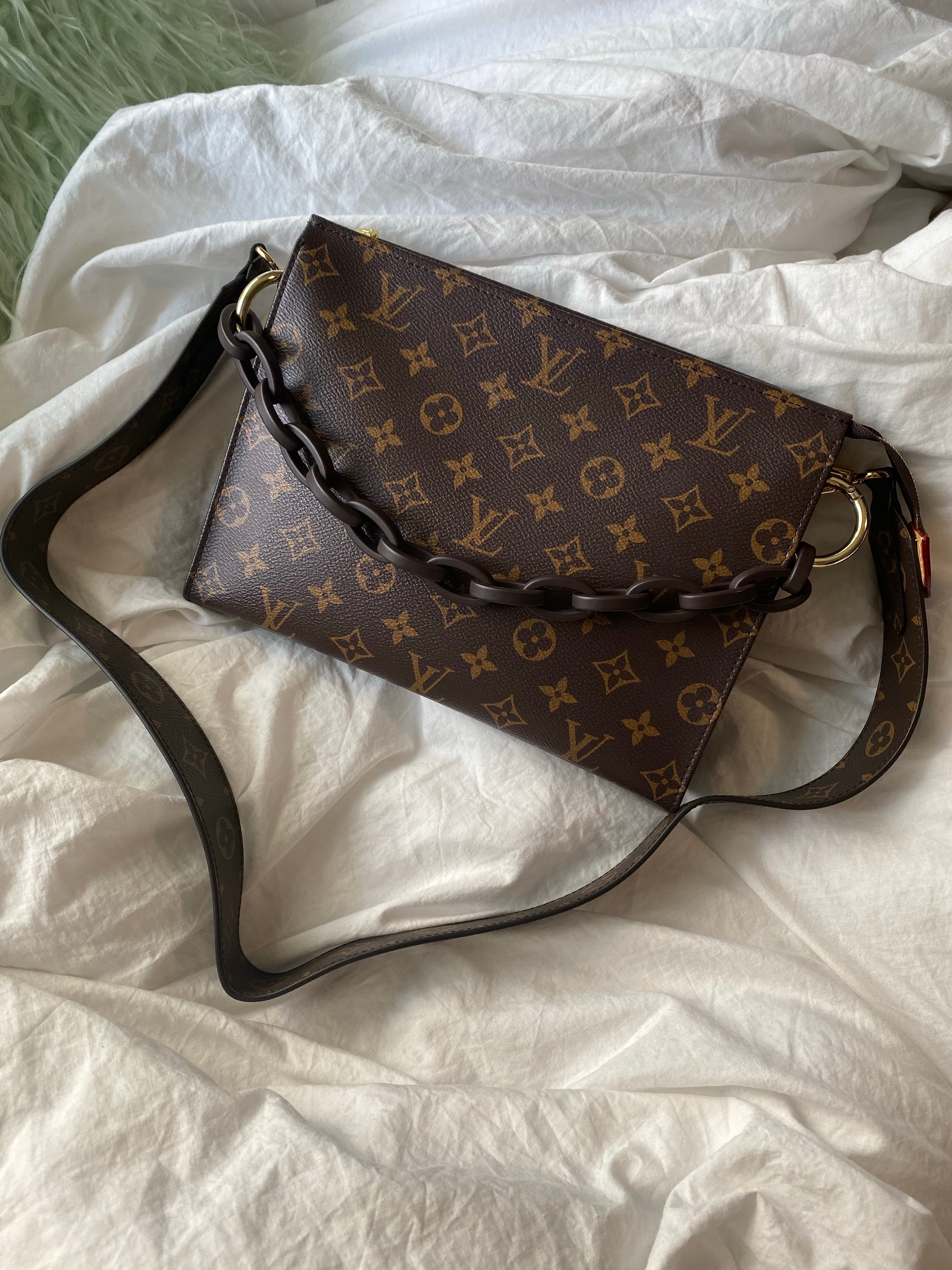 [TOP] Louis Vuitton LV  Toilery Pouch With Chain and Shoulder Strap 26cm -Brown
