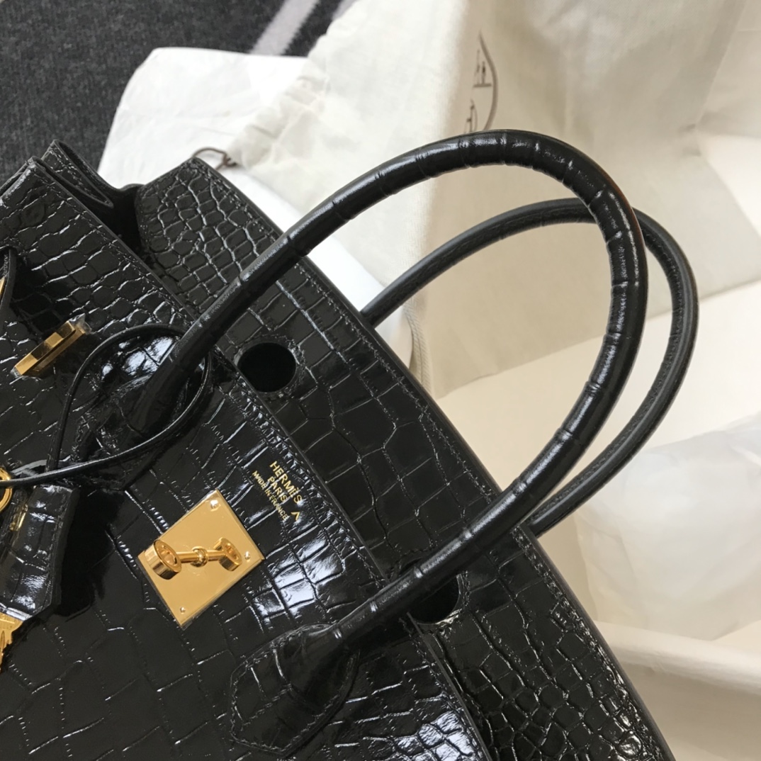 [TOP] HERMES Birkin Crocodile 25CM/30CM- Black & GHW