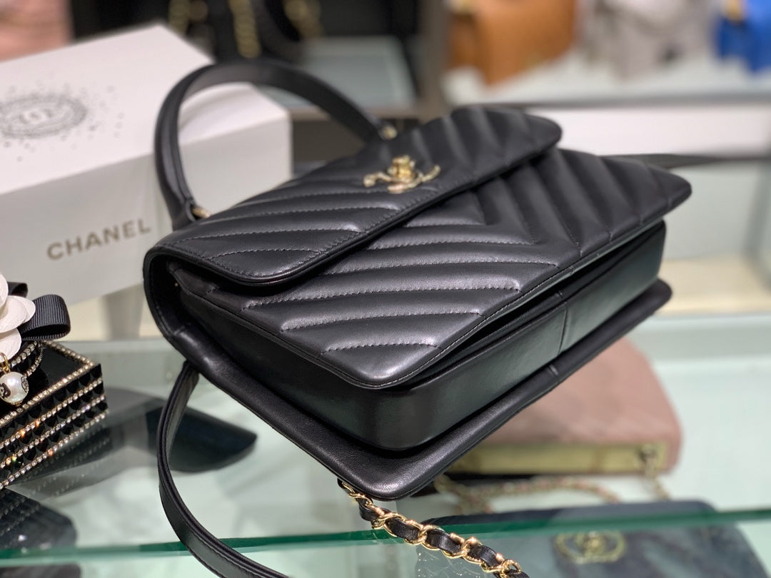 [TOP] CHANEL Trendy Bag Chevron - Black