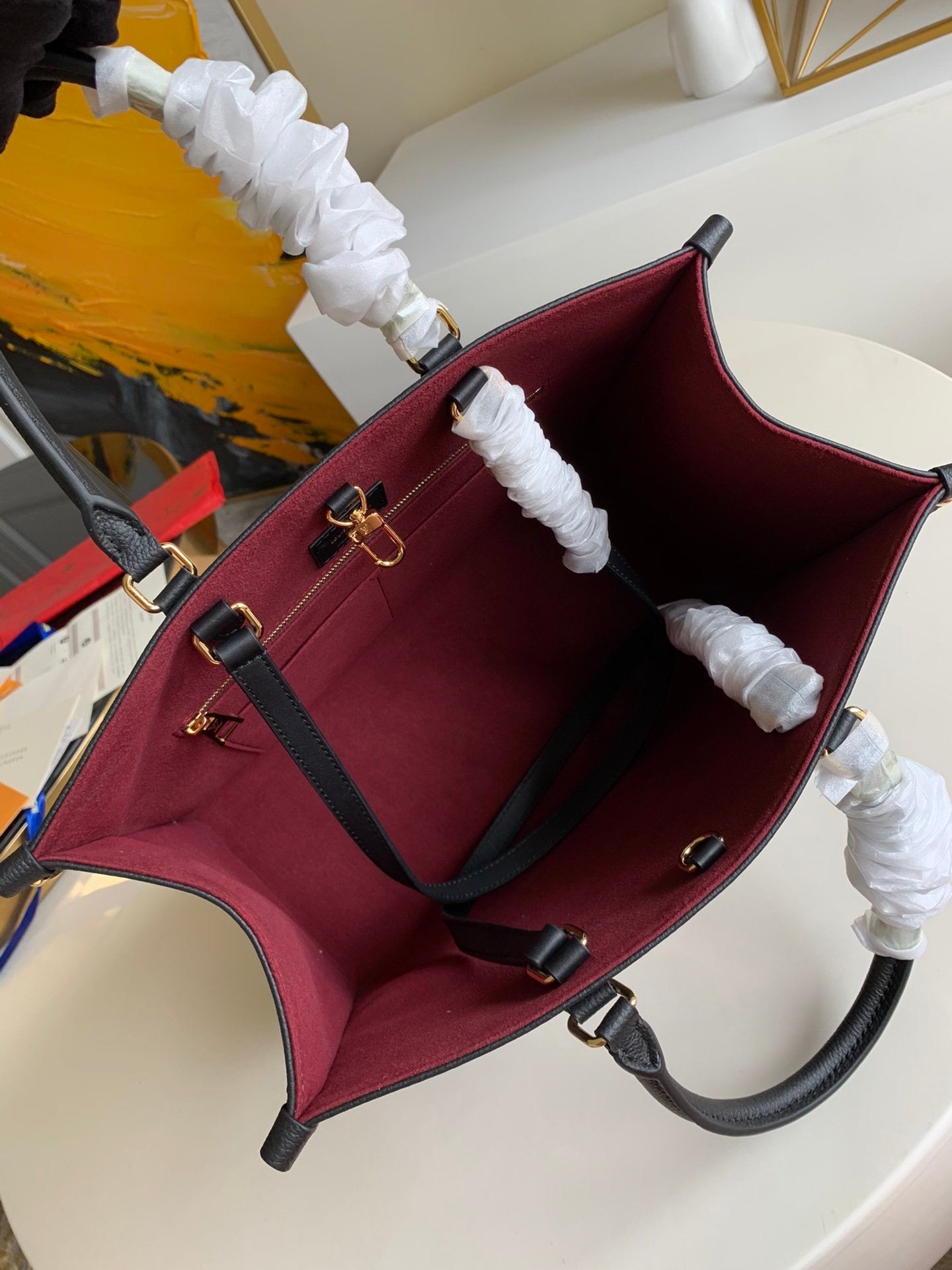 [TOP] Louis Vuitton LV  On The Go Empreinte 2 Tones Tote GM 41x34x19cm - Black and Cream