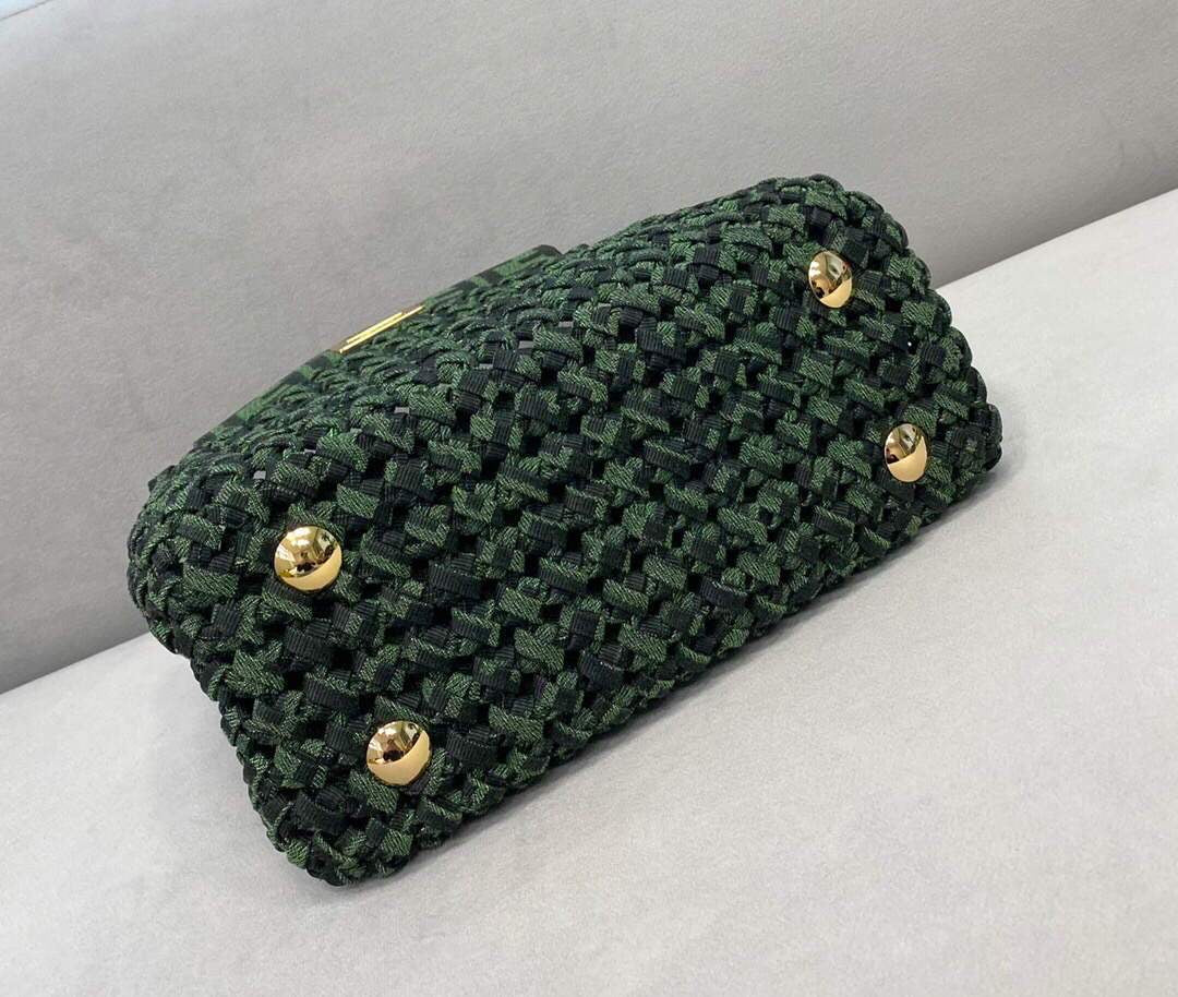 [TOP] FENDI FENDI Jacquard Interlace Peekaboo Mini Bag - Green