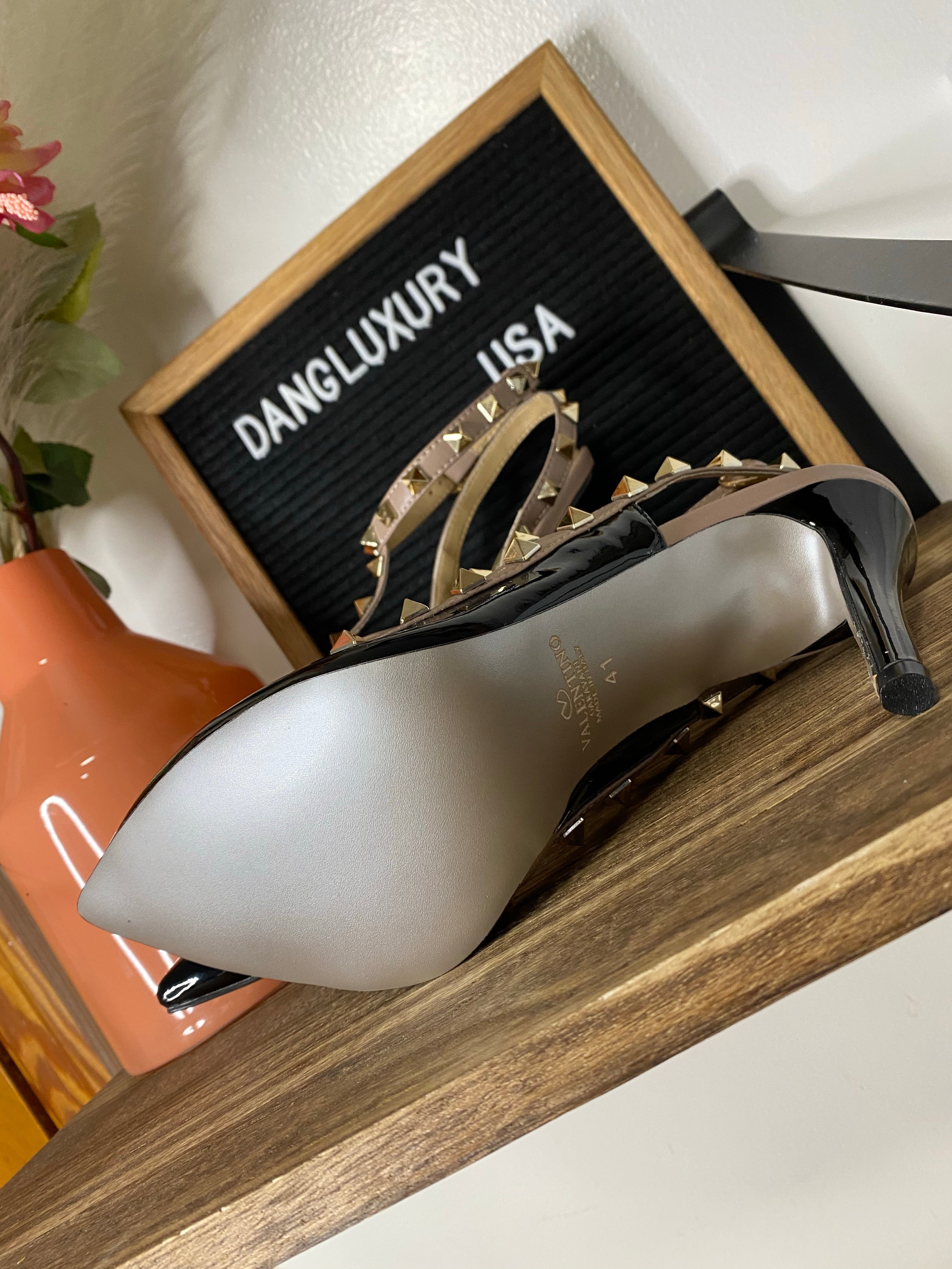 [TOP] VALENTINO  R0ckstud Slingback 100mm Pump - BLACK