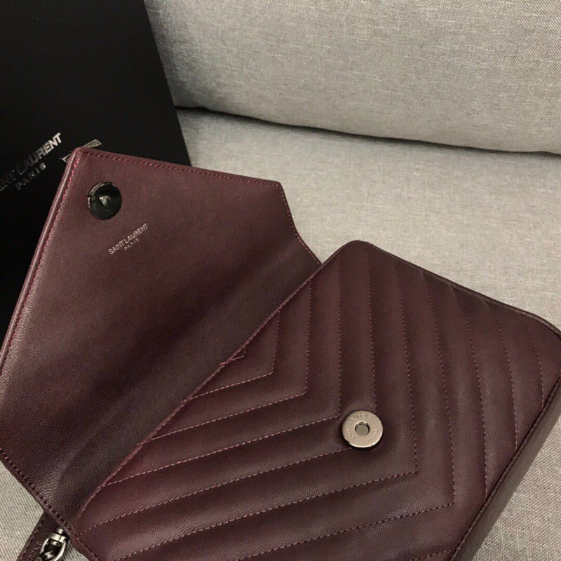 [TOP] Yves Saint Laurent YSL Small College Bag - Burgundy w SHW