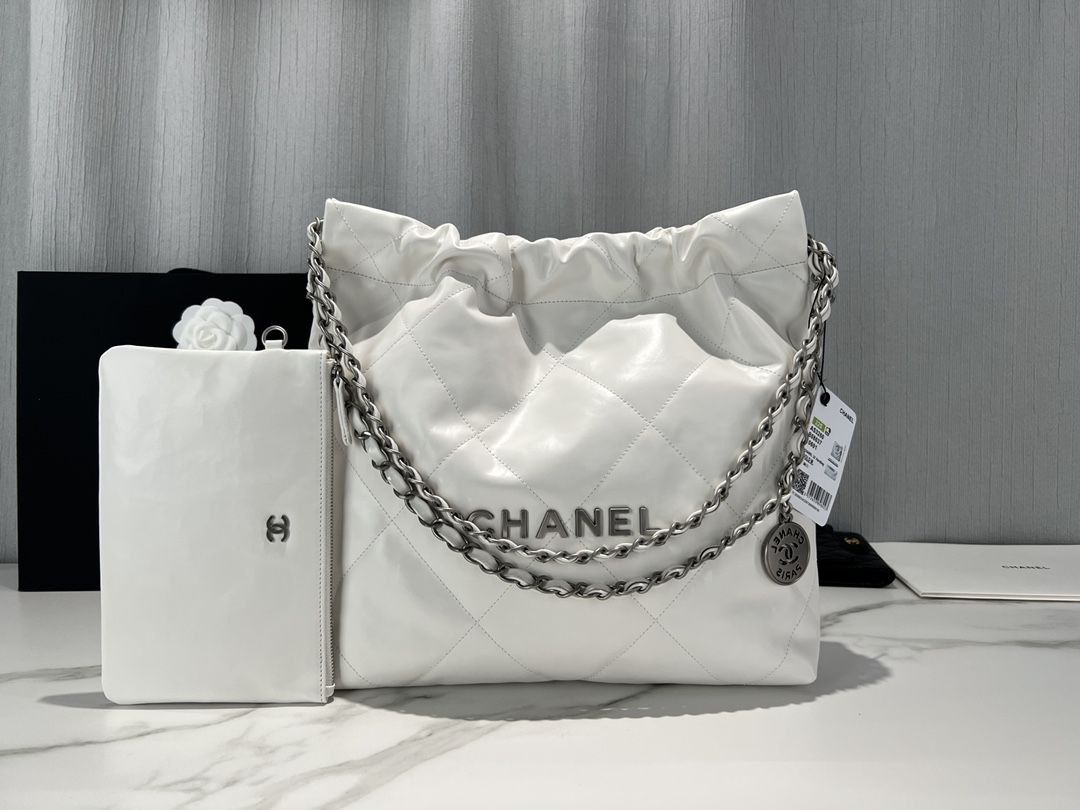 [TOP] CHANEL 22 Bag 35CM - SHW - White