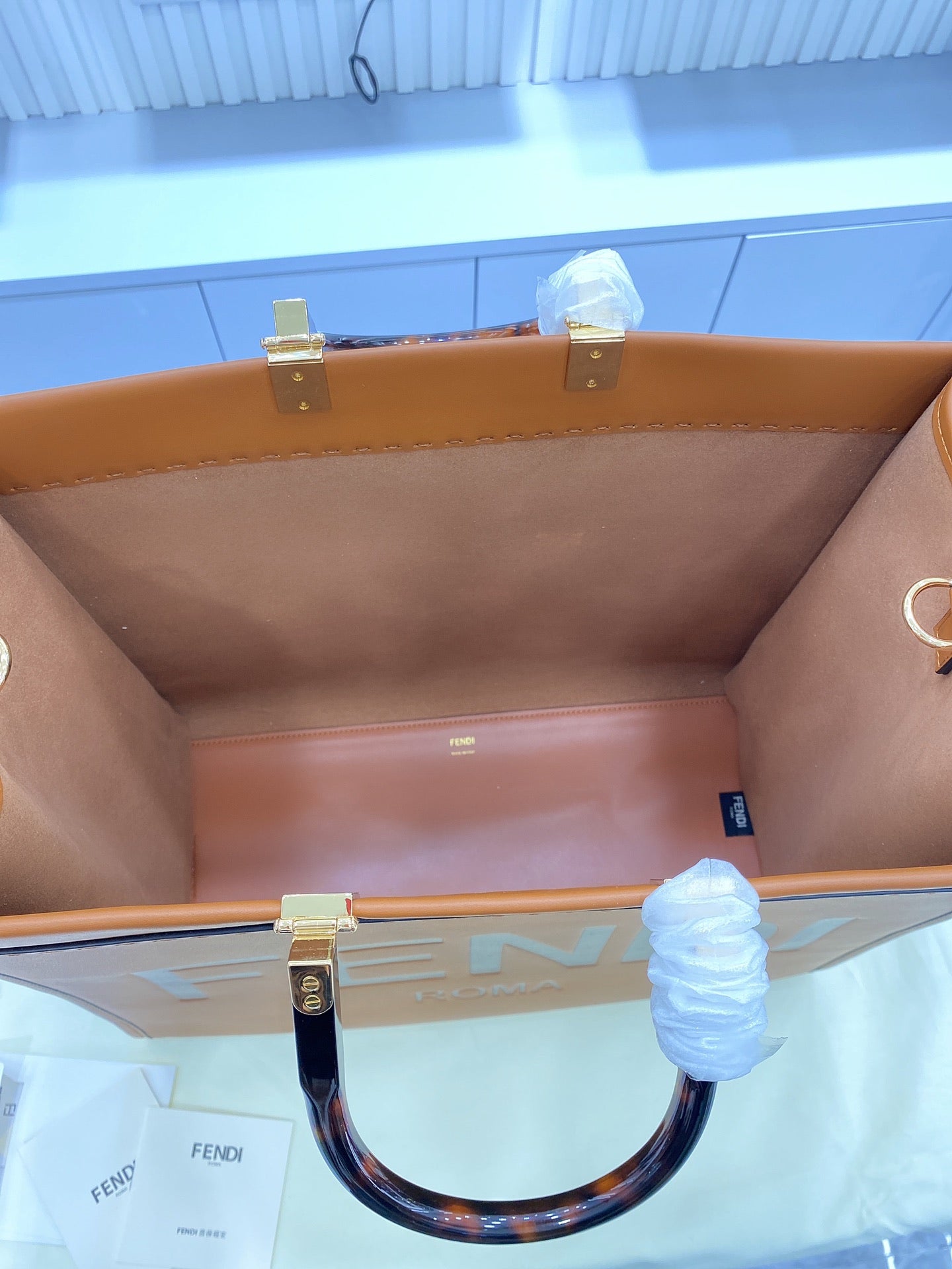 [TOP] FENDI LARGE WOMEN SUNSHINE TOTE LEATHER BAG