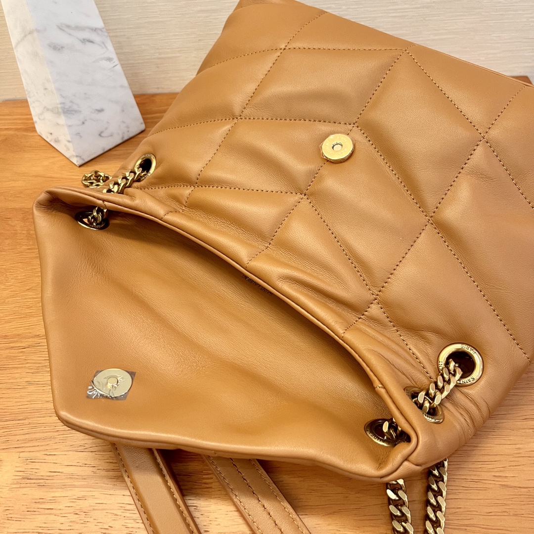 [TOP] Yves Saint Laurent YSL Loulou Puffer Shoulder Bag - Brown