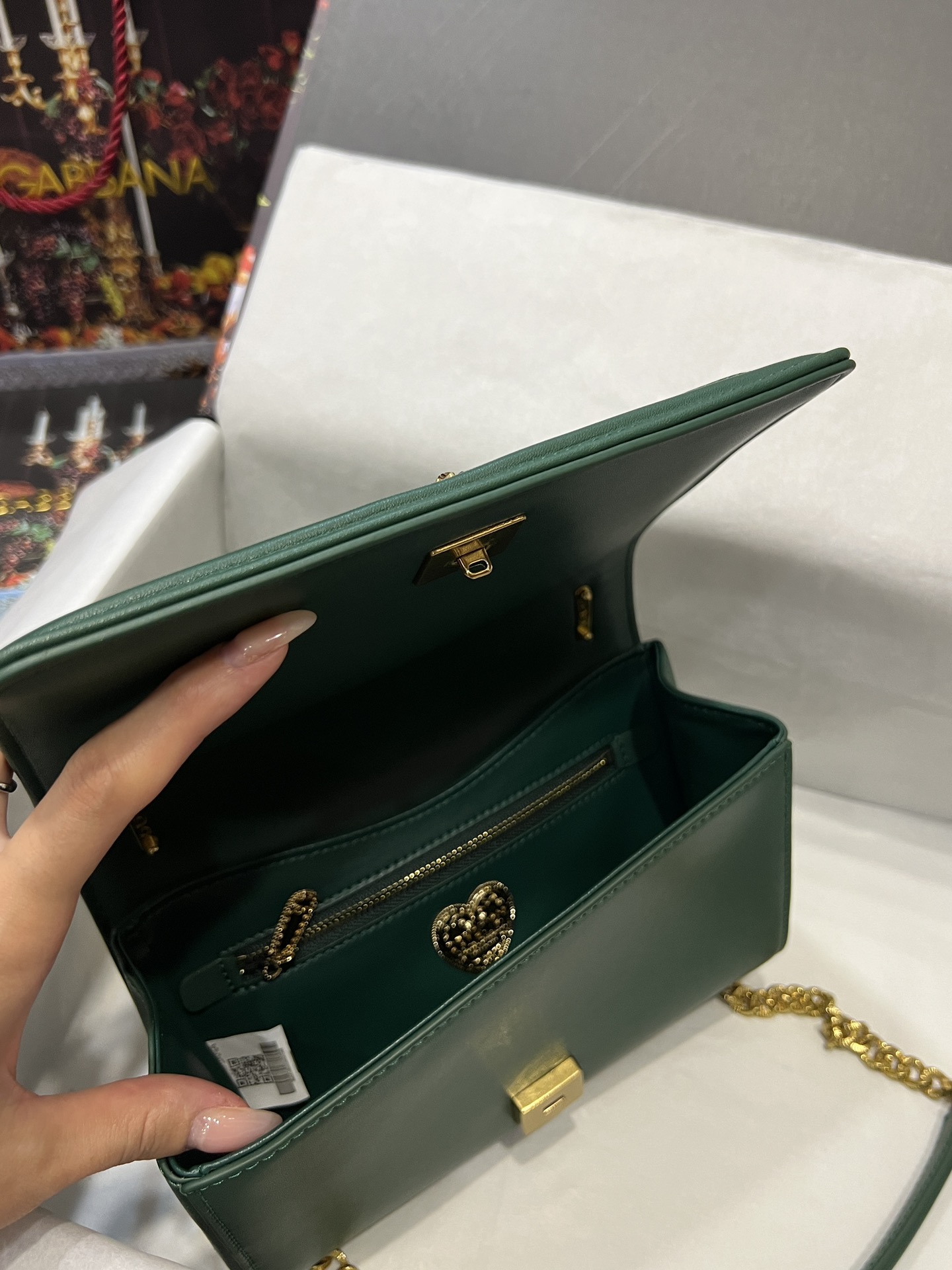 [TOP] Dolce & Gabbana D&G Nappa Leather Devotion Bag 21cm/26cm - Green