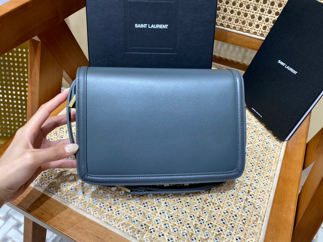 [TOP] Yves Saint Laurent YSL Solferino Medium Box Bag - Dark Grey