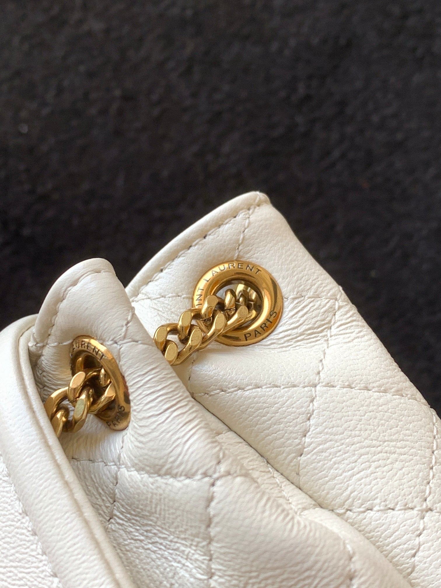 [TOP] Yves Saint Laurent YSL Mini Nolita Bag - White GHW