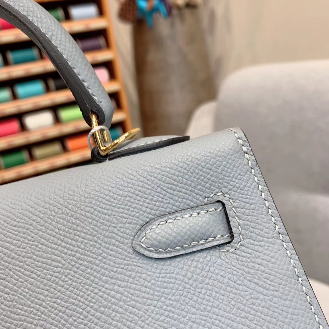 [TOP] HERMES Kelly Epsom Leather 25cm - Blue & GHW