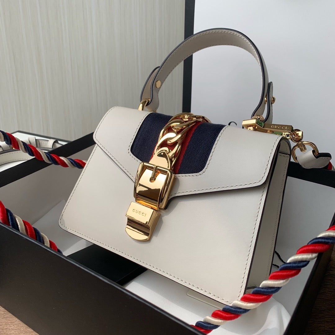 [TOP] GUCCI G*G Sylvie Leather Bag - White