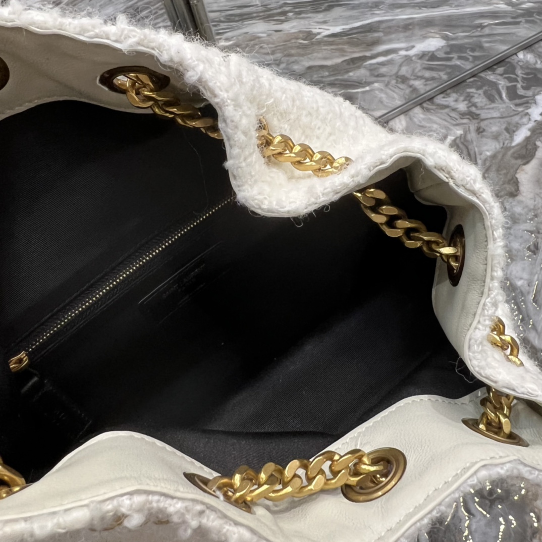 [TOP] Yves Saint Laurent YSL Joe Plush Backpack 22×29×15cm - White