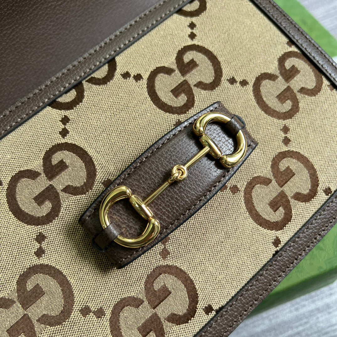 [TOP] GUCCI G*G Horsebit Medium Giant Bag - Brown