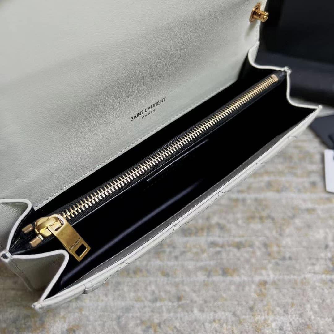 [TOP] Yves Saint Laurent YSL Mini Quilted Envelope Bag - White