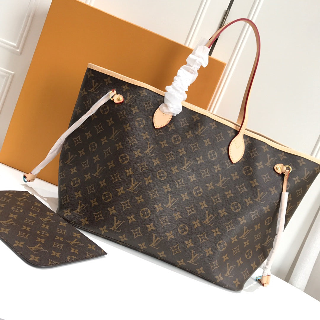 [TOP] Louis Vuitton LV Neverfull GM 39x33x20cm Monogram - Beige