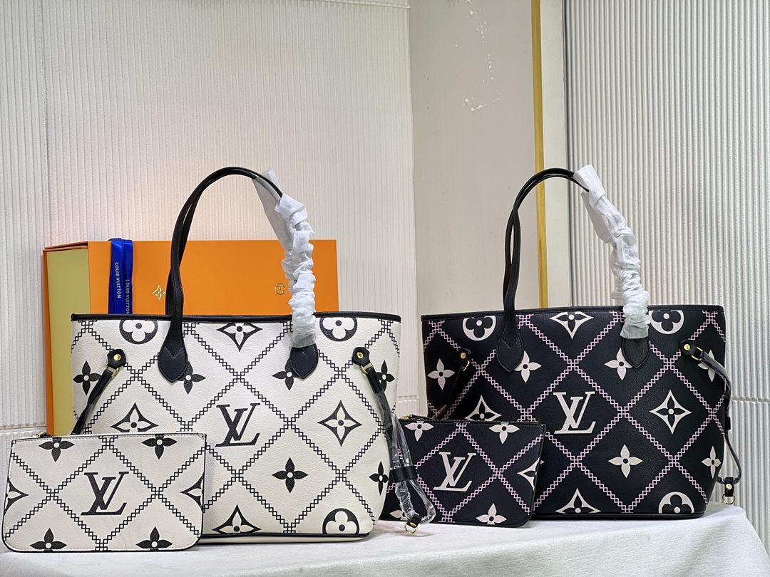 [TOP] Louis Vuitton LV Neverfull Full leather Bag 32x29x17cm -2 colors