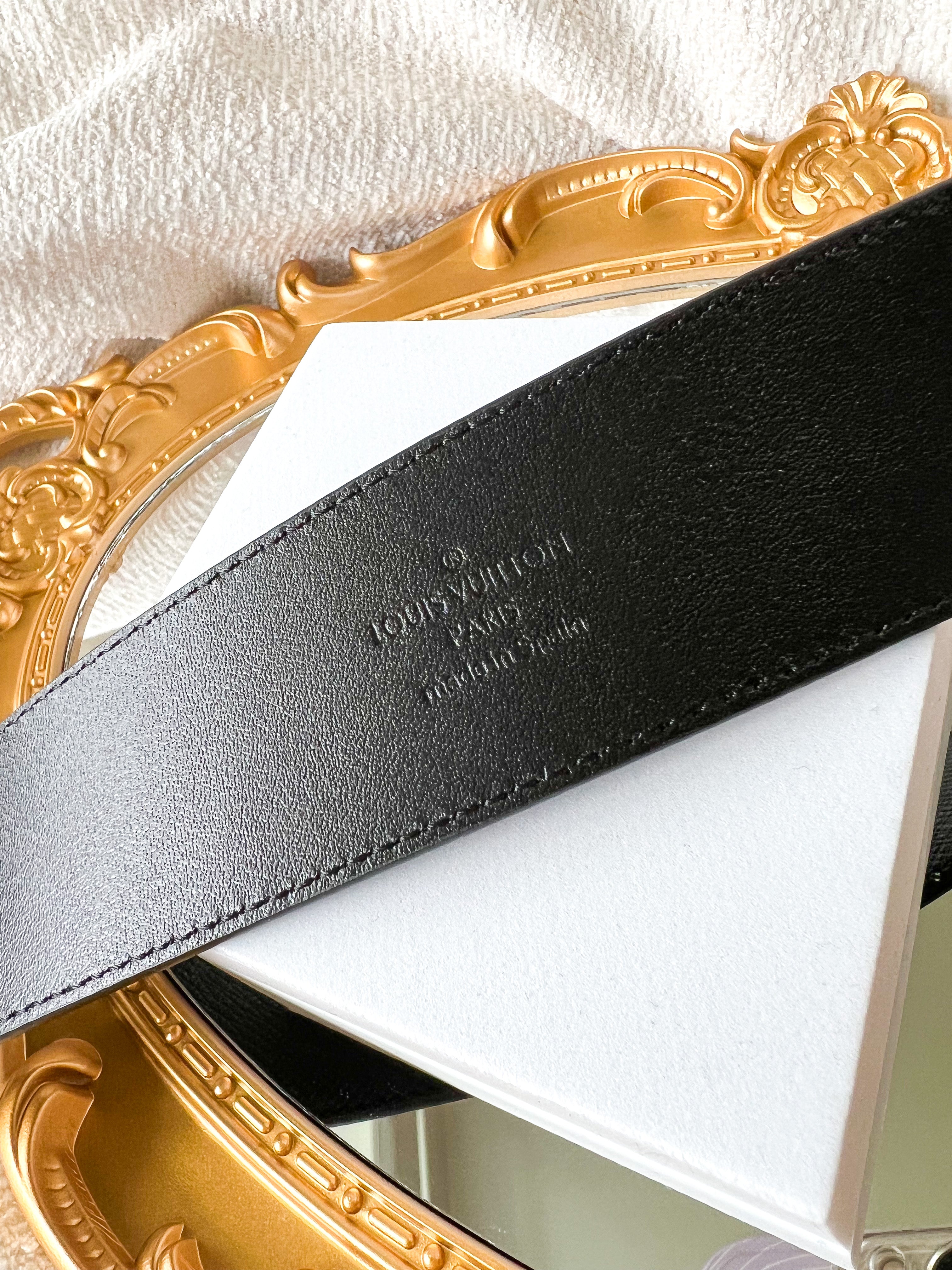 [TOP] Louis Vuitton LV L*V Black and Gold Caro Belts