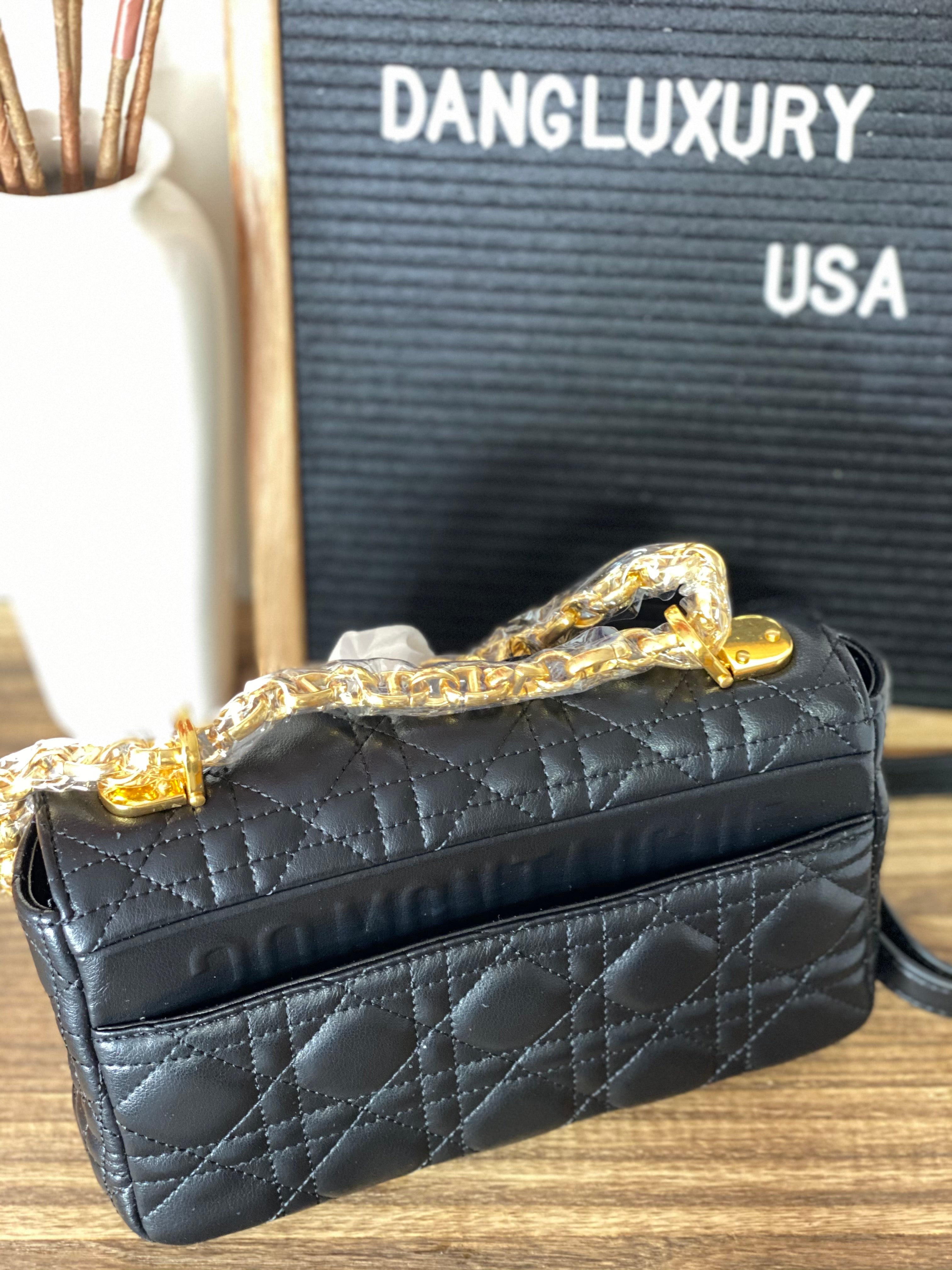[TOP] Christian Dior Caro Bag Small - Black and Gold