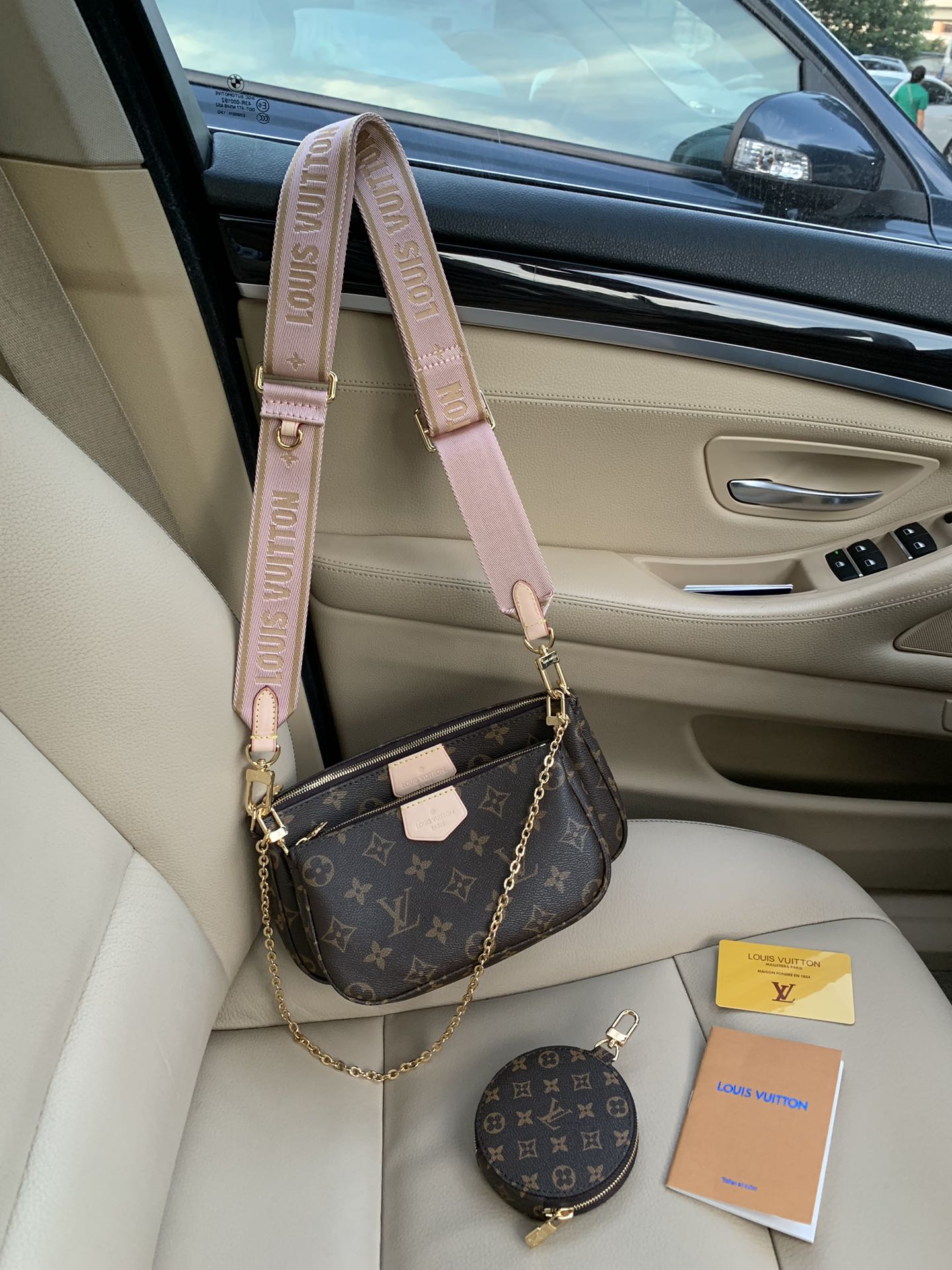 [TOP] Louis Vuitton LV Multi Pochette Monogram 21X12X3cm- Pink Strap