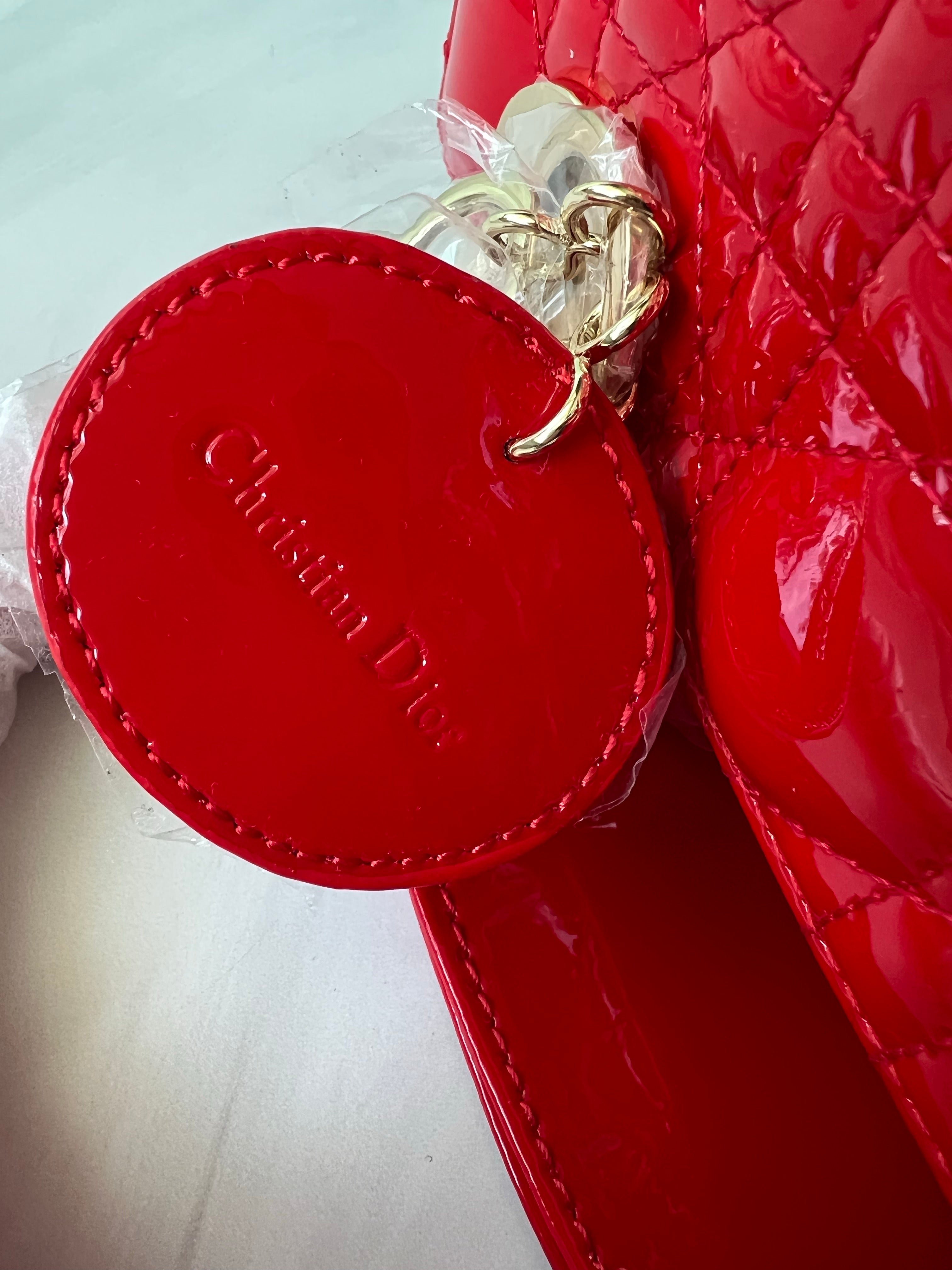 [Top] Christian Dior Lady Christian Dior Bag Patent ABC Small - Red Cherry