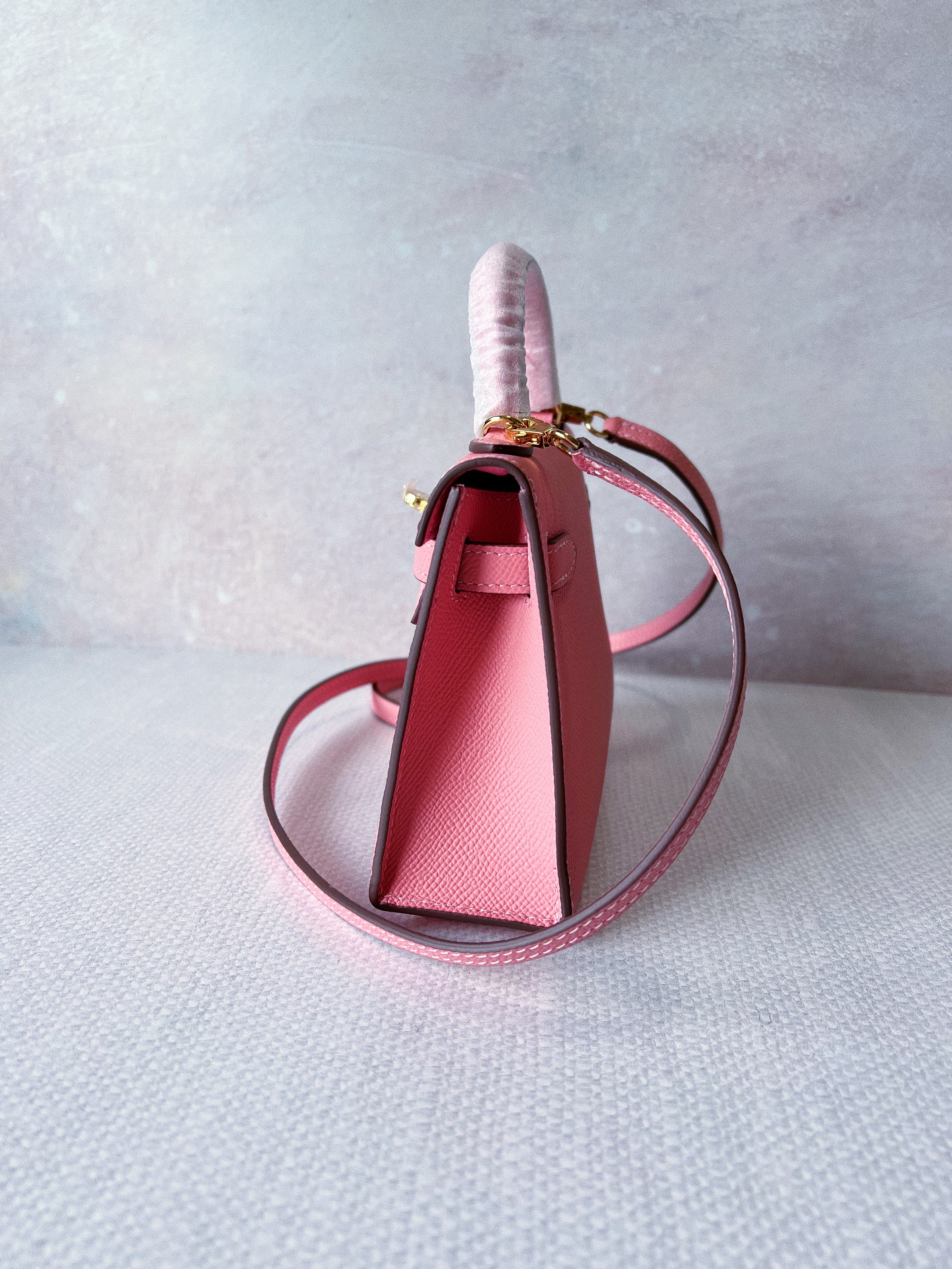 [TOP] HERMES Mini Kelly II Epsom Leather 19cm - Hot Pink