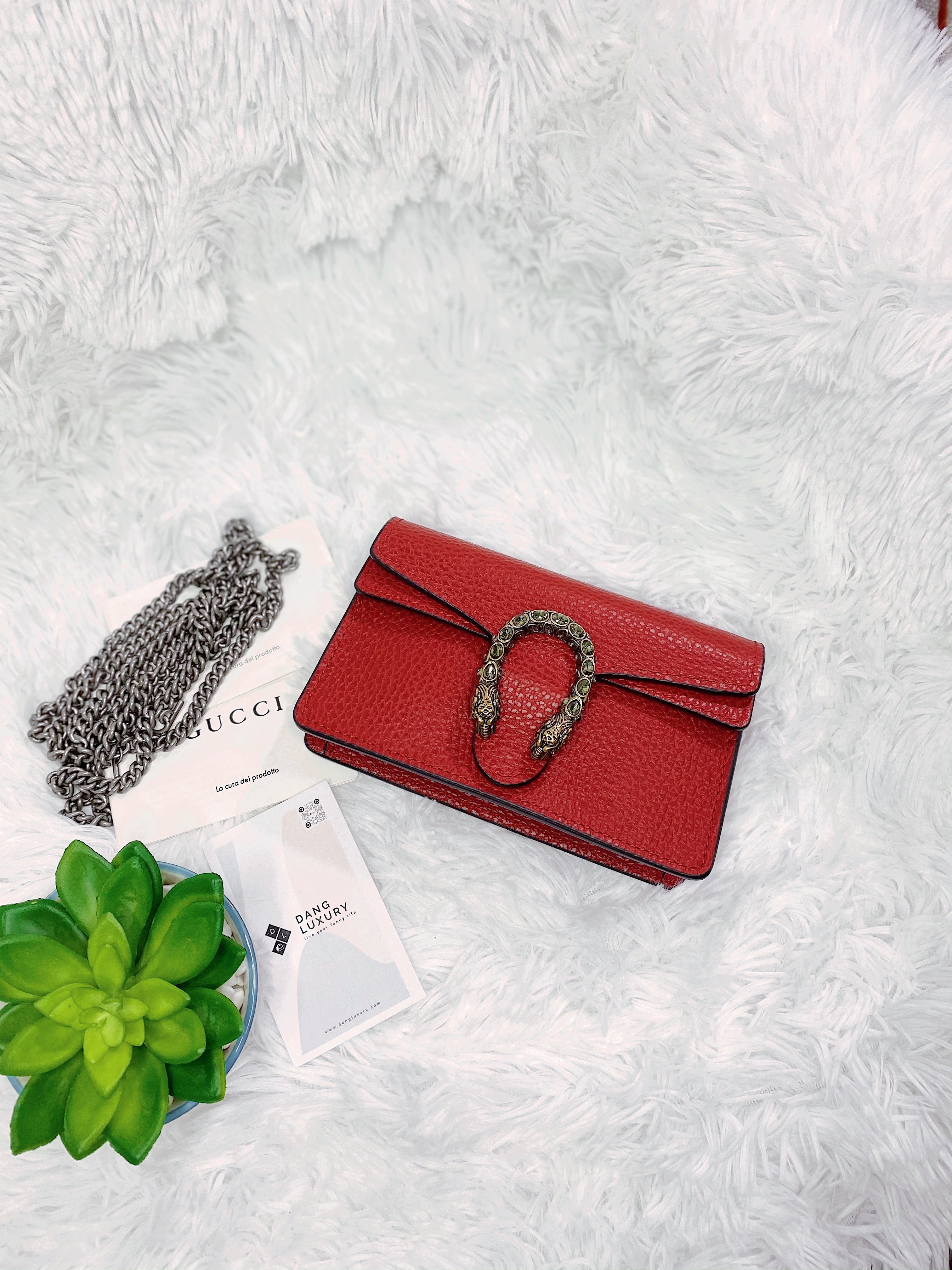 [TOP] GUCCI Dionysus Bag Leather Super Mini 16.5cm - RED