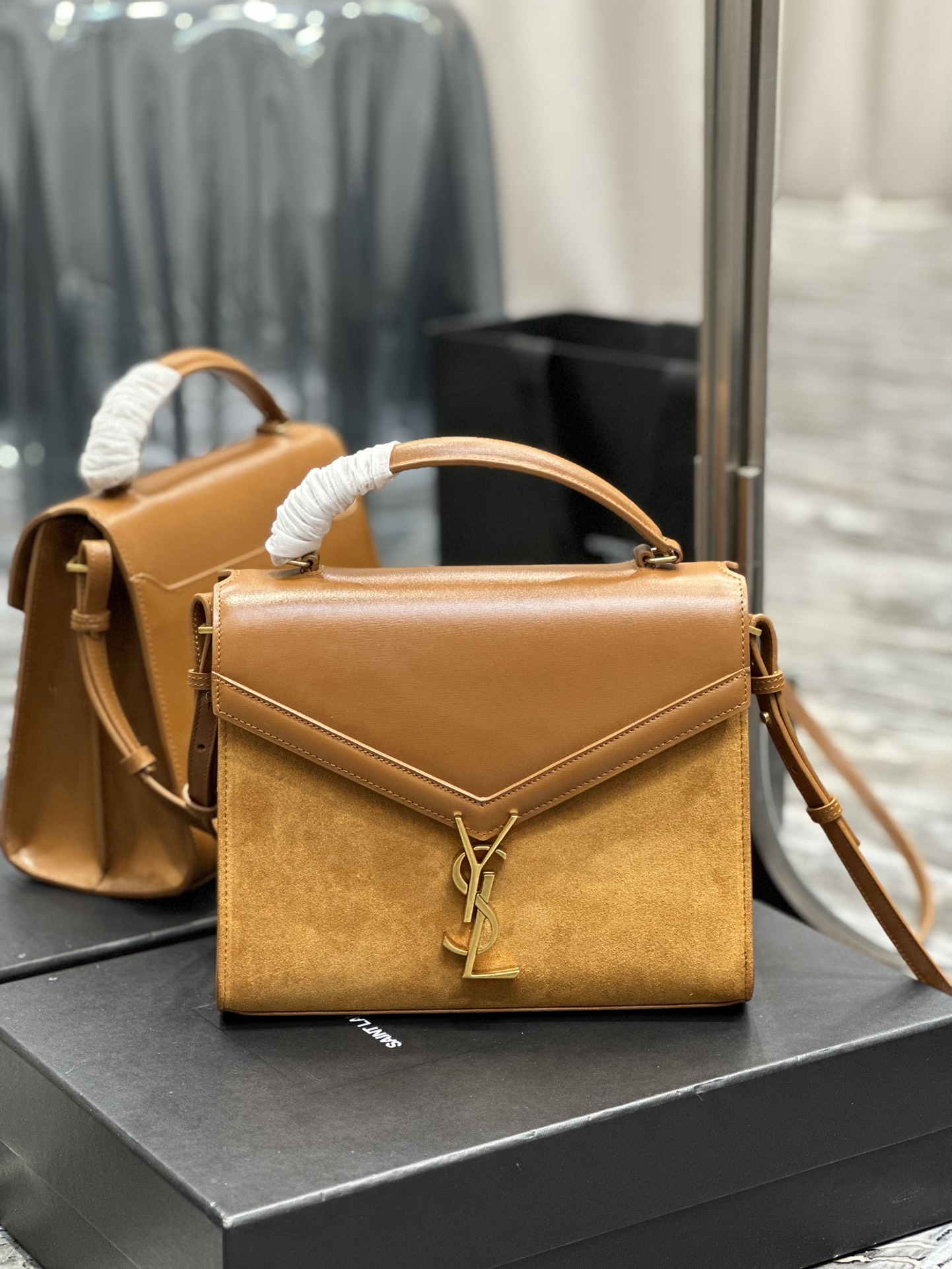 [TOP] Yves Saint Laurent YSL Cassandra Suede Briefcase Bag - GHW - 3 Color