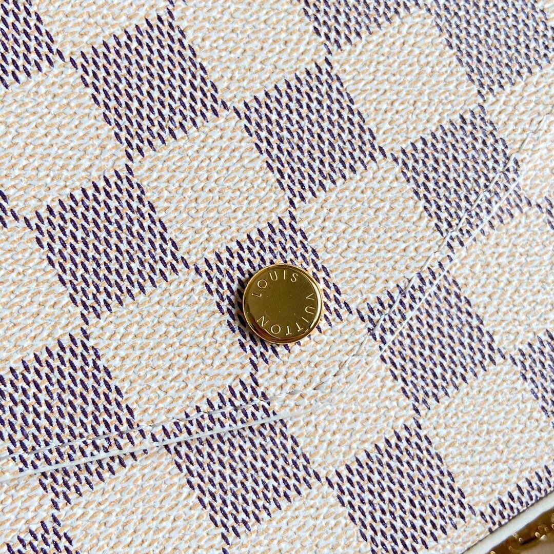 [TOP] Louis Vuitton LV £V Felicie Pochette Damier Azur 21X12X3cm - Pink