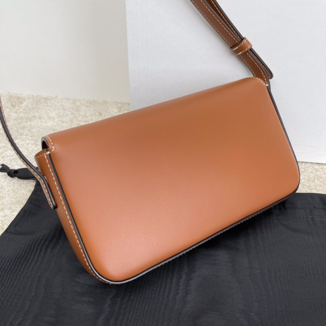 [TOP] CELINE Triomphe Shoulder Bag - Brown