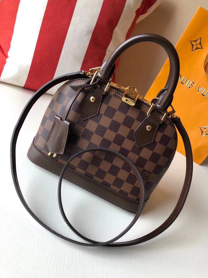 [TOP] Louis Vuitton LV £V Alma BB Damier Ebene 23.5X17.5X11.5cm-Brown