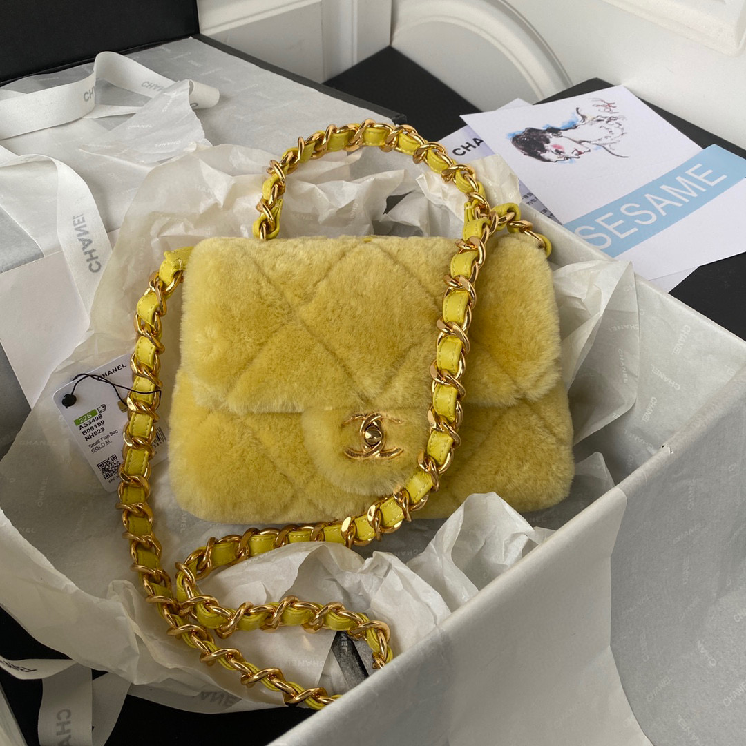 [TOP] CHANEL CoCo Handle Bag Pluffy Fur 20CM - Purple/Pink/Black/White