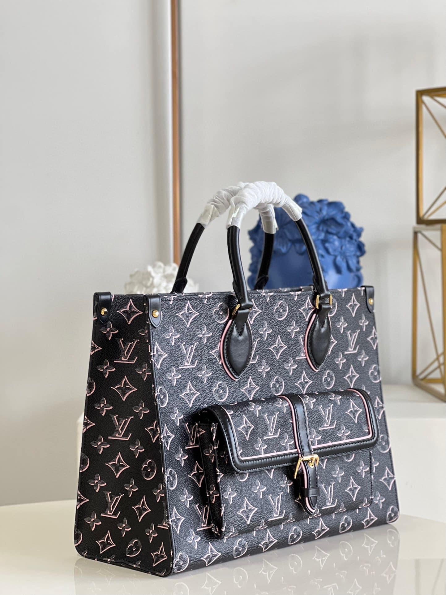 [TOP] Louis Vuitton LV  On The Go Retro MM Bag 35x27x14cm - Black