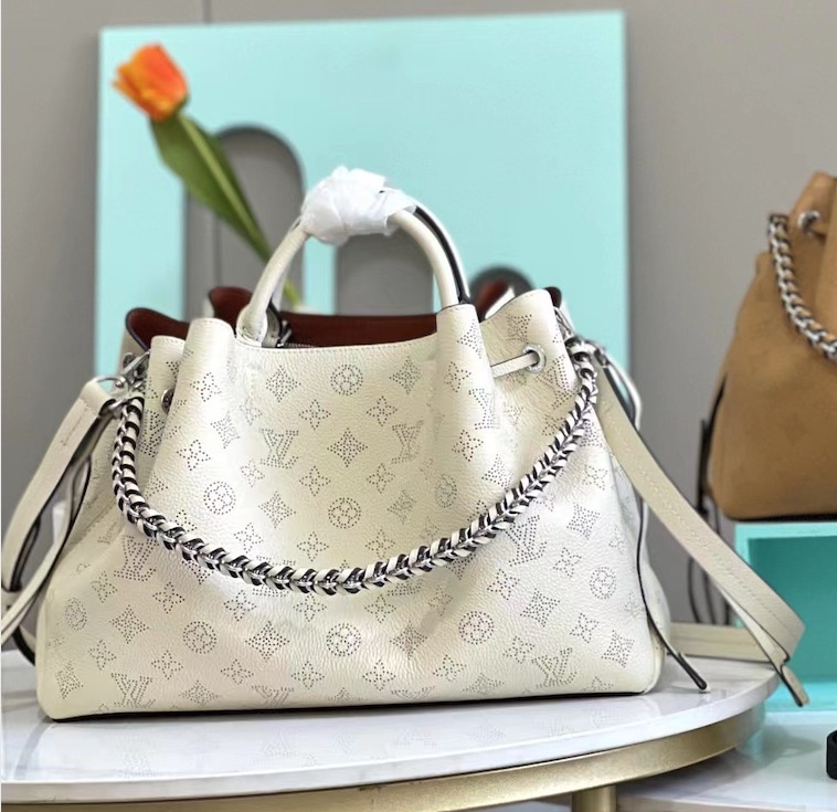 [TOP] Louis Vuitton LV Mahina Bella Tote Bag - Black/White/Beige