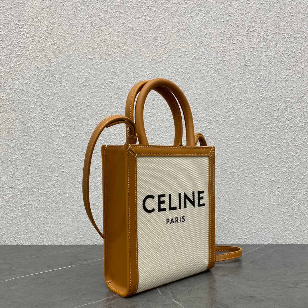 [TOP] CELINE Triomphe Tote Mini 17-20-6 - Burlap White