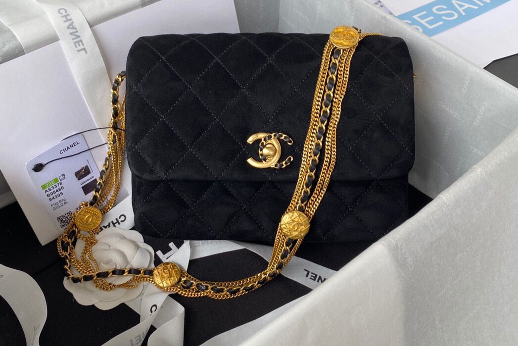 [TOP] CHANEL 19 Bag Coin Chain Small 26CM - Black