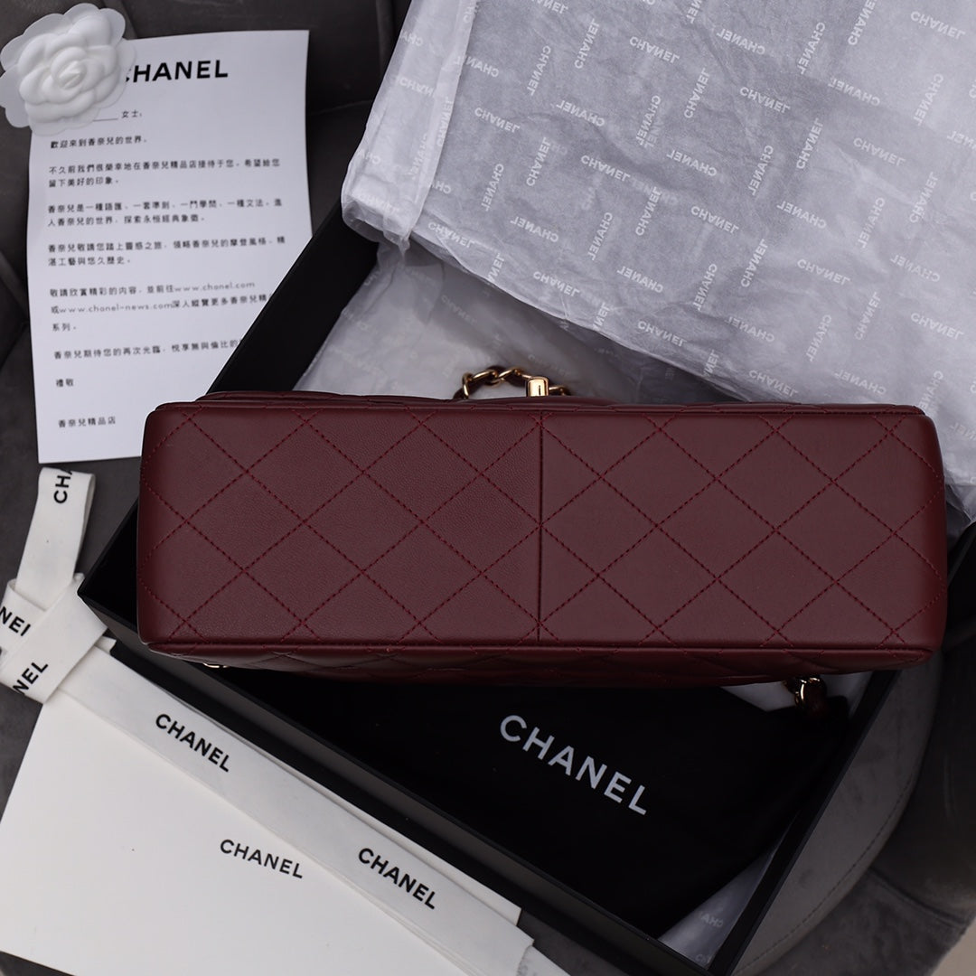 [TOP] CHANEL Classic Flap Bag 25cm/Jumbo 30cm - Burgundy & GHW