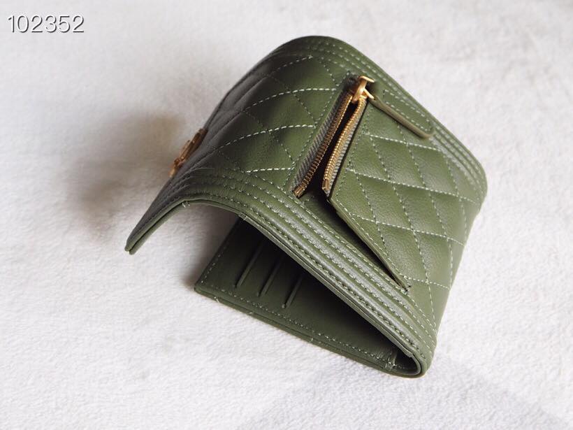 [TOP] CHANEL Boy Trifold Wallet - Dark Green