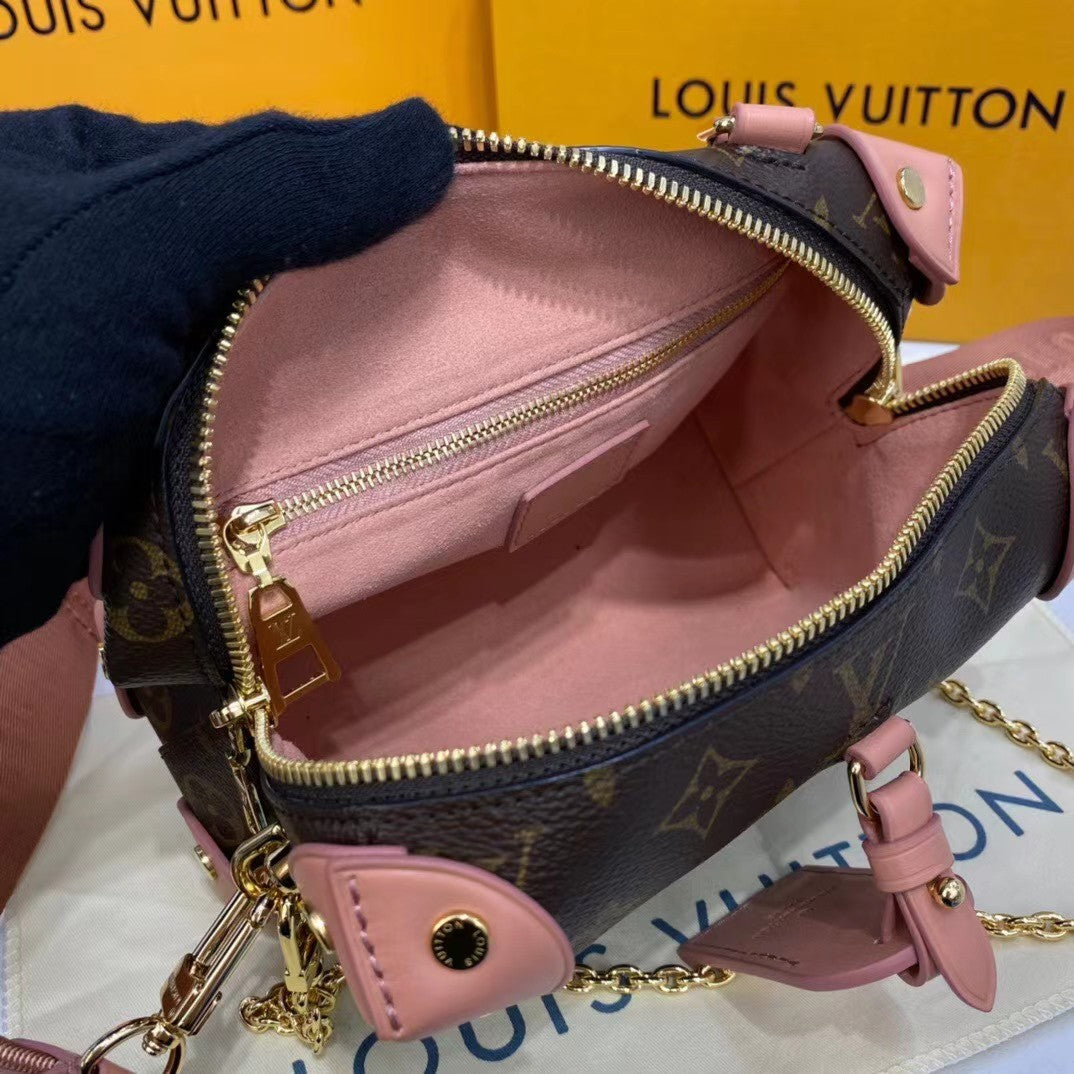 [TOP] Louis Vuitton LV L*V Petite Malle Souple Monogram Bag 20x14x7.5 CM- Peach