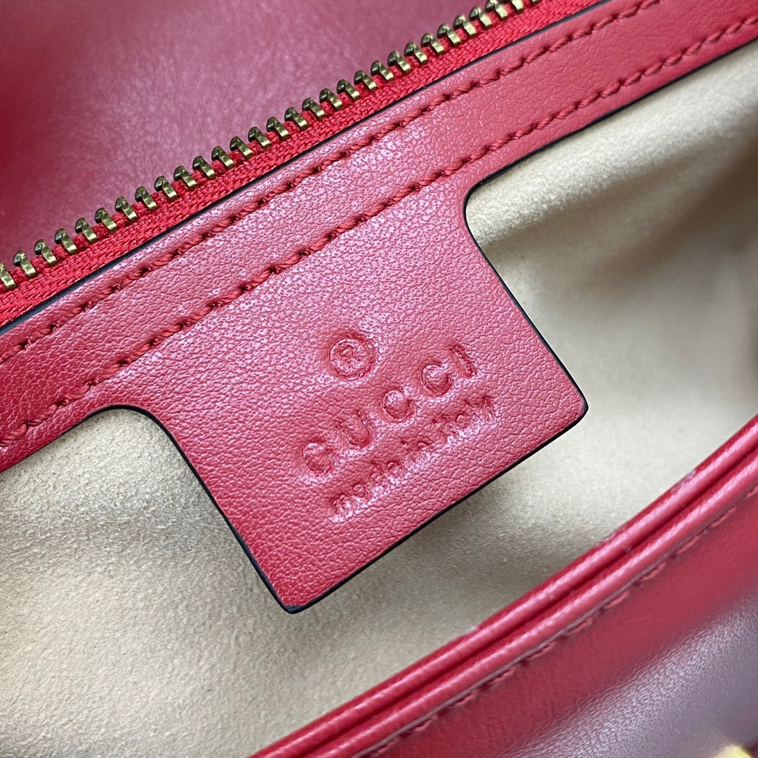 [TOP] GUCCI GG Marmont Bag Matelasse Shoulder Small 26cm - Red