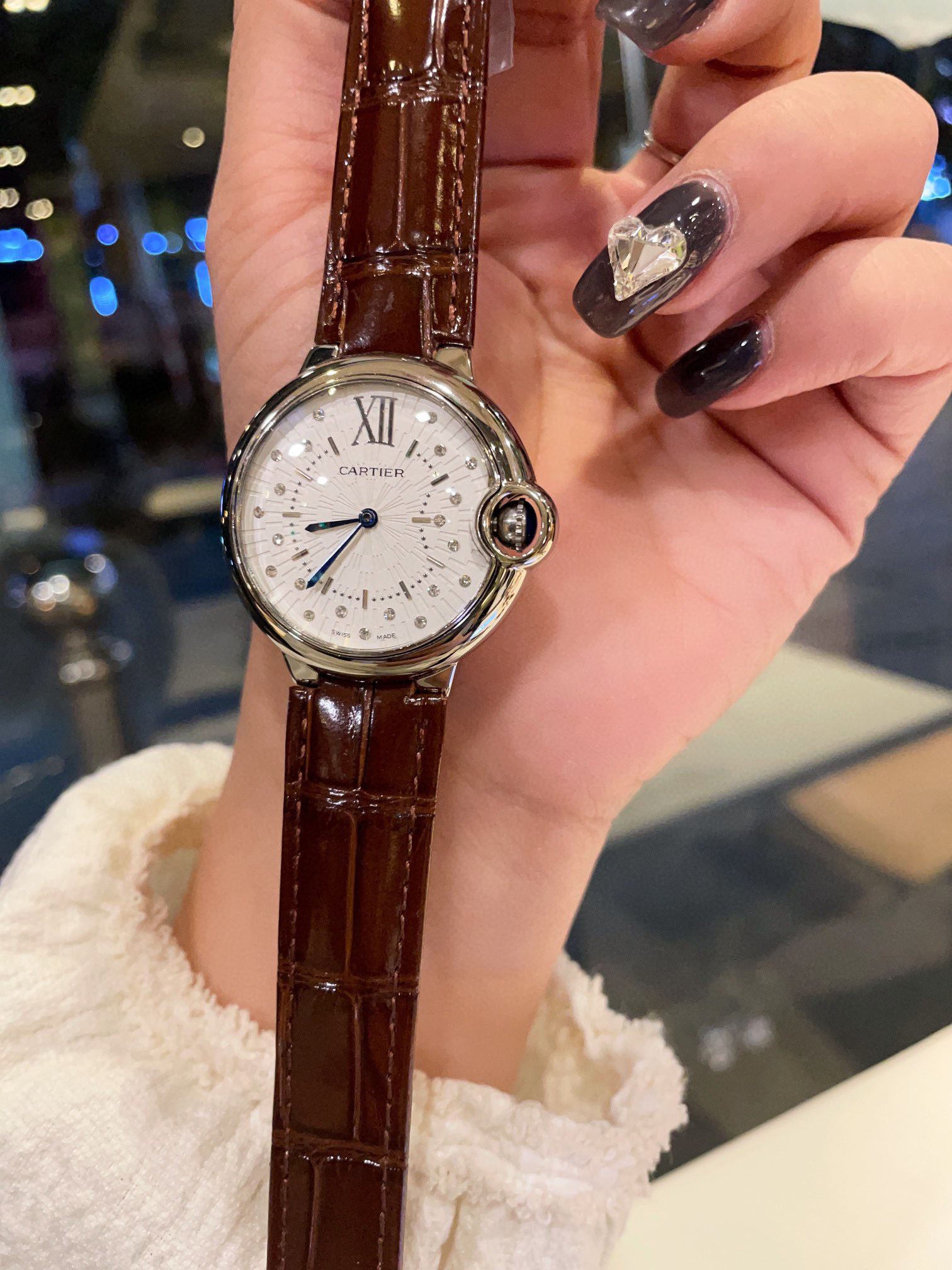 [TOP] Cartier BALLON BLEU DE CARTIER WATCH 36 mm, diamonds, leather - 7 Colours